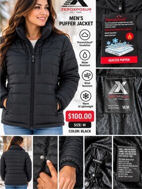 ZeroXposur Women's Quilted Puffer Jacket - Black
